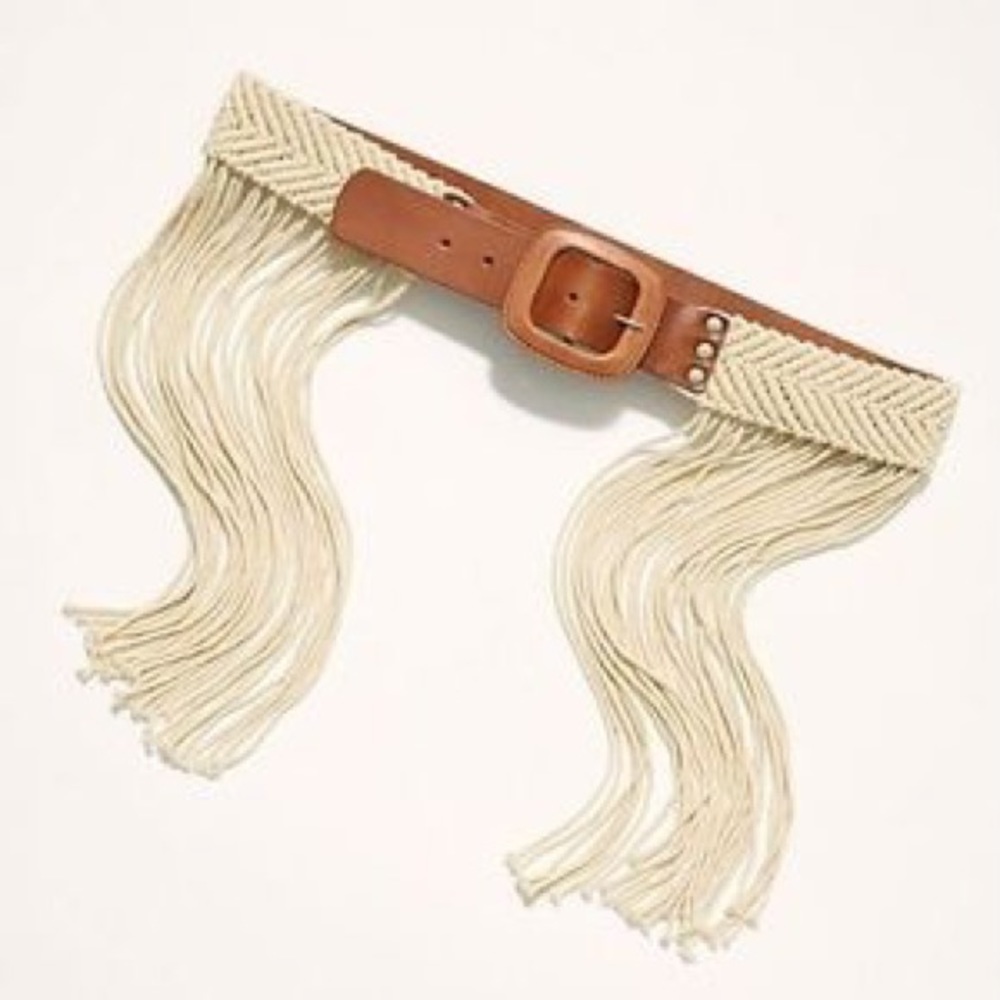 NWT Free People Desert Flower Fringe Leather Belt